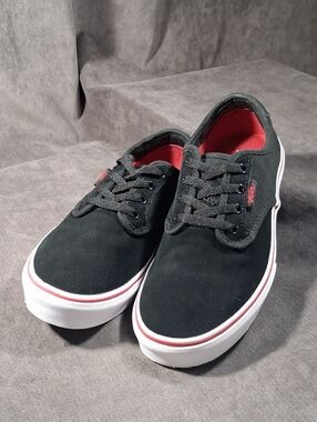 Vans Chima Ferguson Pro Black Red Suede Canvas Sneakers VG US J4 W5.5